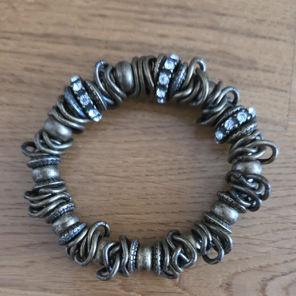 Brass-Tone Bracelet with Crystal Accents